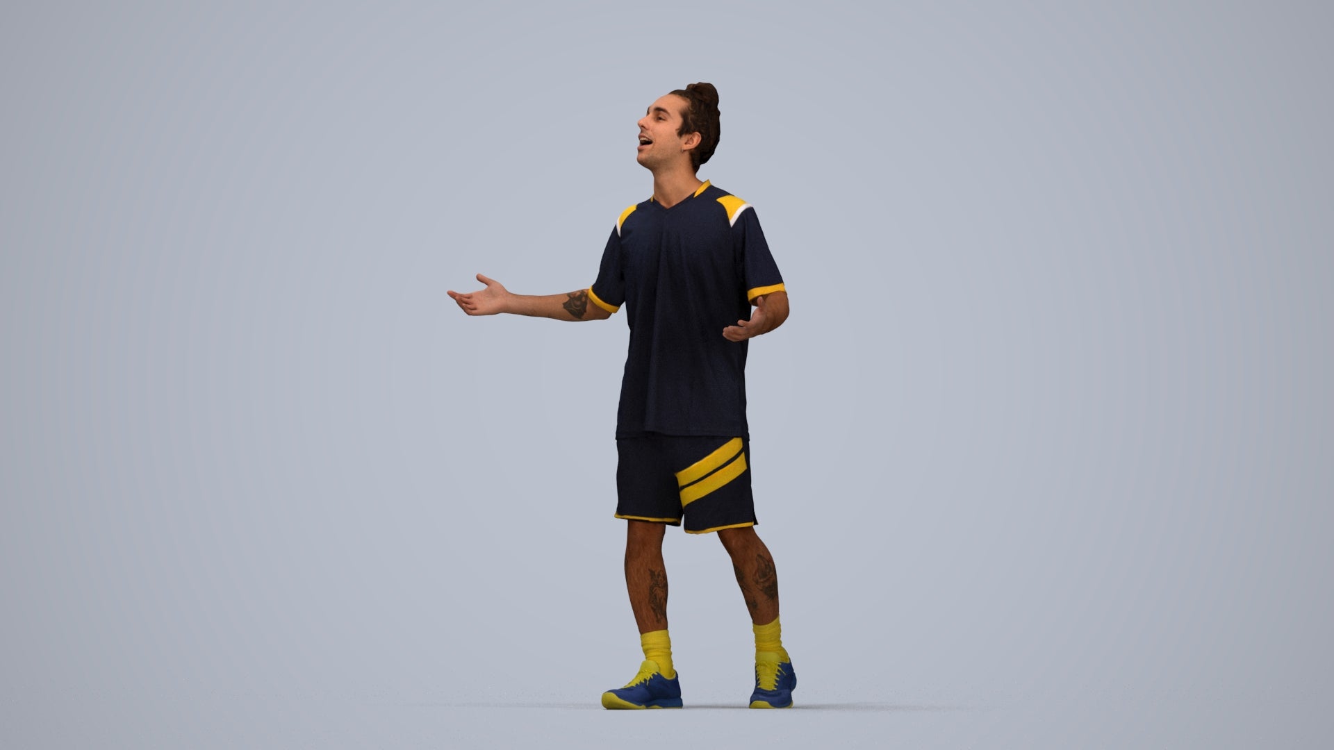 realistic 3D human man sport, archviz people FBX OBJ for Blender, top-down view render