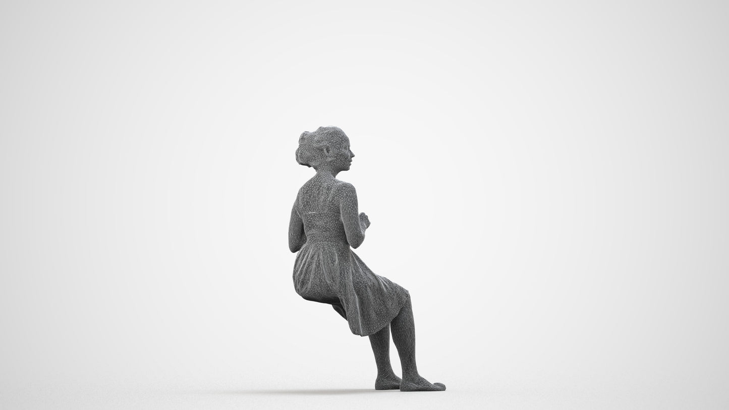 photogrammetry 3D woman formal formalaffairs, realistic human model archviz FBX, wireframe side view
