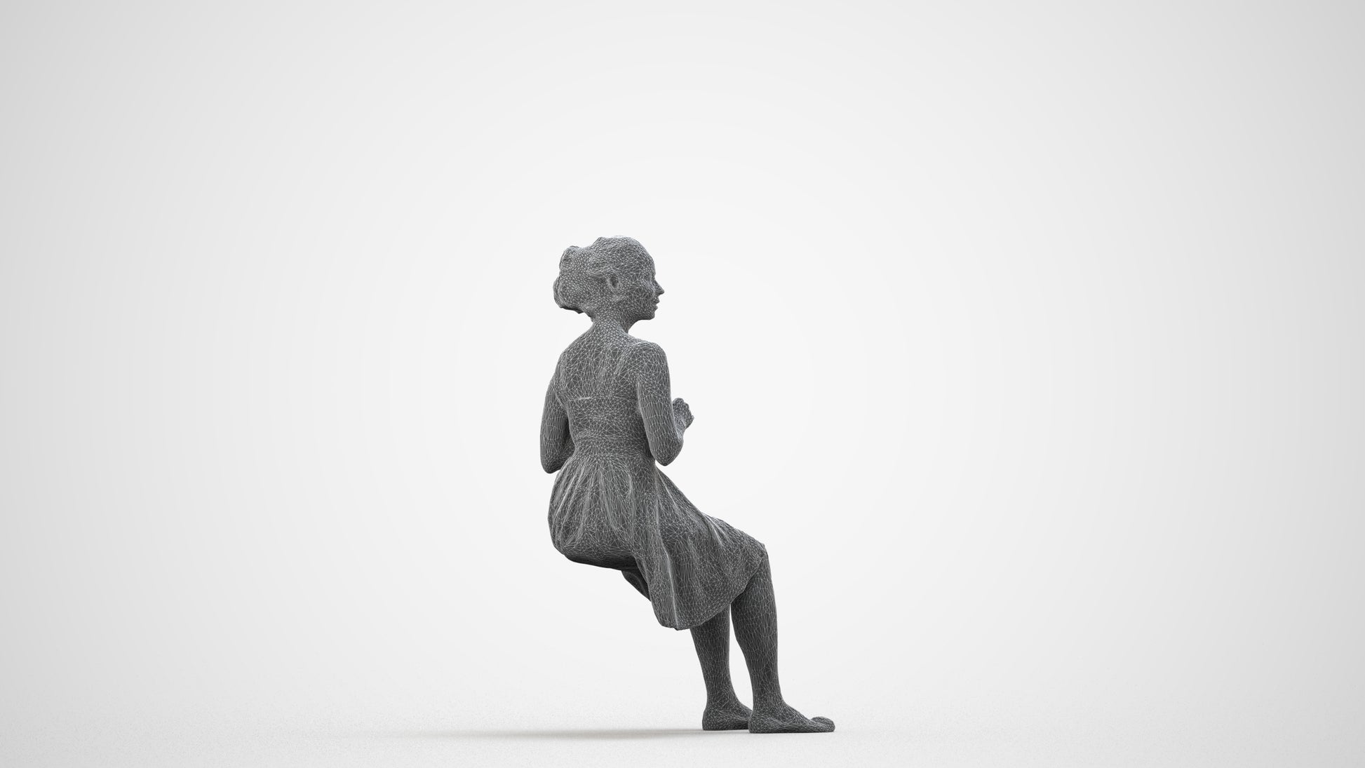 photogrammetry 3D woman formal formalaffairs, realistic human model archviz FBX, wireframe side view
