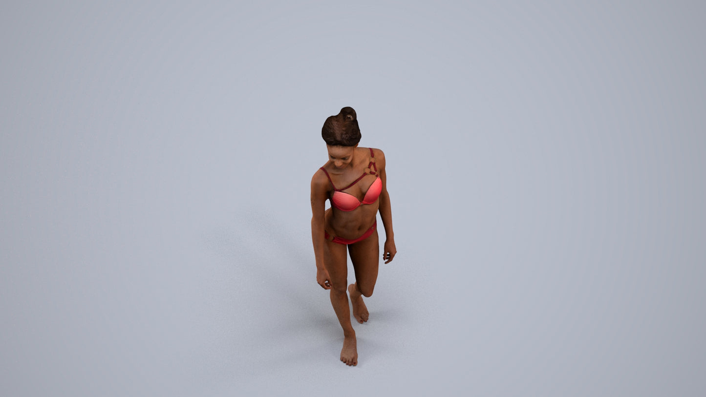 scanned 3D woman pool, photogrammetry people for Enscape and V-Ray, back view render