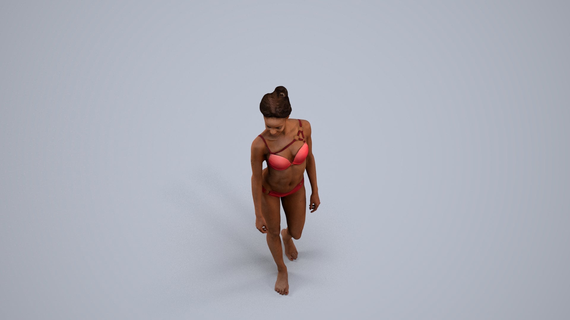 scanned 3D woman pool, photogrammetry people for Enscape and V-Ray, back view render