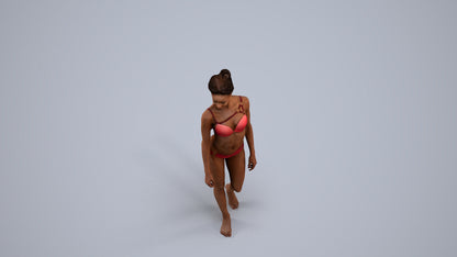 scanned 3D woman pool, photogrammetry people for Enscape and V-Ray, back view render