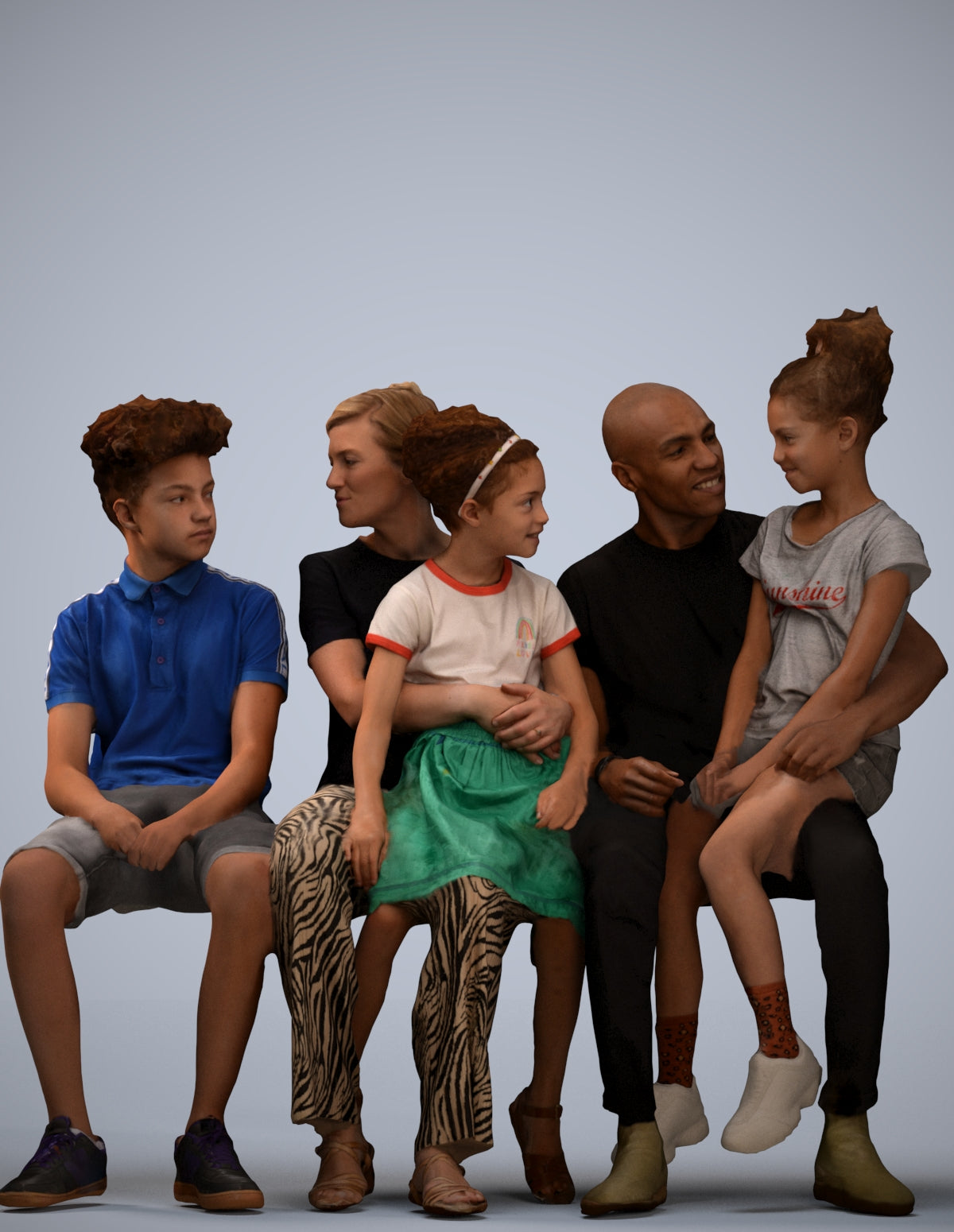 realistic 3D human girl casual kids, archviz people FBX OBJ for Blender