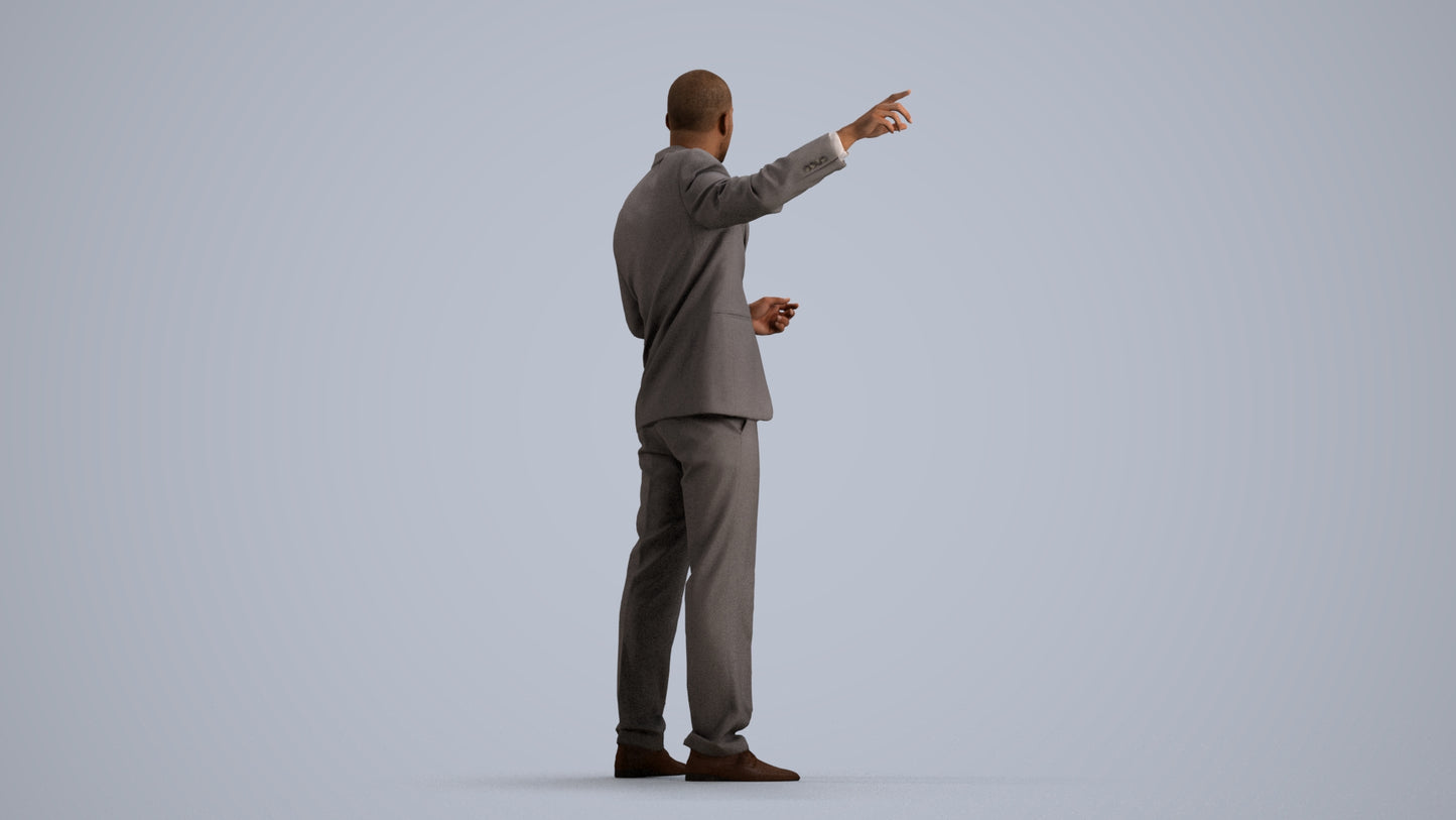 realistic 3D man business, scanned archviz people for Blender and 3ds Max, front view render