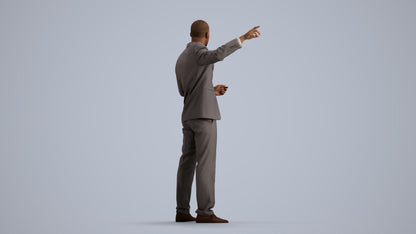 realistic 3D man business, scanned archviz people for Blender and 3ds Max, front view render