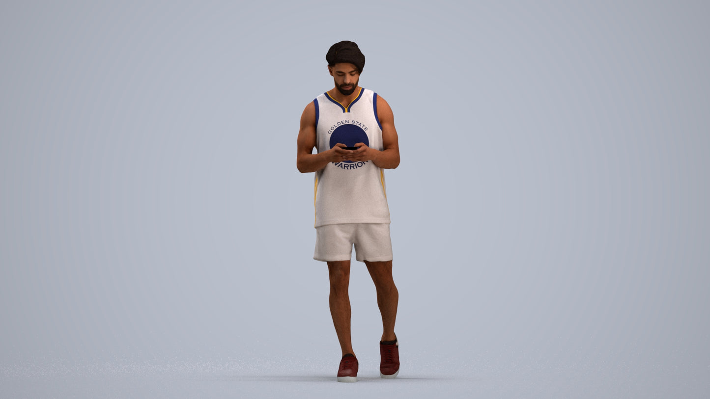 photogrammetry 3D man sport walking, realistic human model archviz FBX, standing pose render