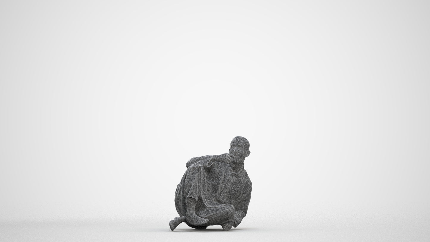 realistic 3D people man sitting, render-ready for V-Ray and Corona, FBX OBJ, three-quarter front view render