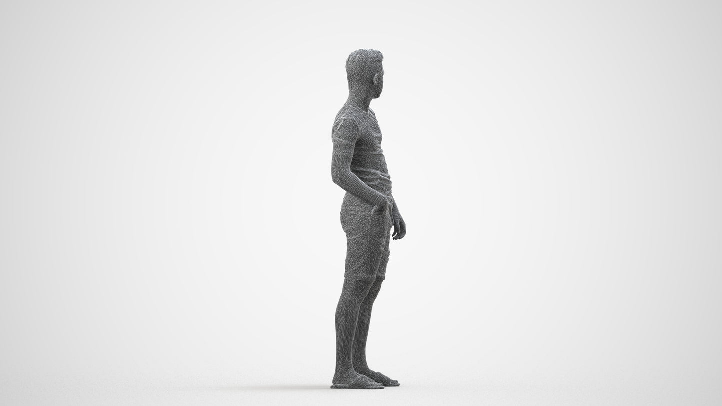 realistic 3D boy casual kids, scanned archviz people for Blender and 3ds Max, wireframe side view
