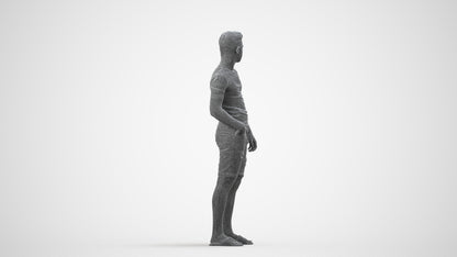 realistic 3D boy casual kids, scanned archviz people for Blender and 3ds Max, wireframe side view