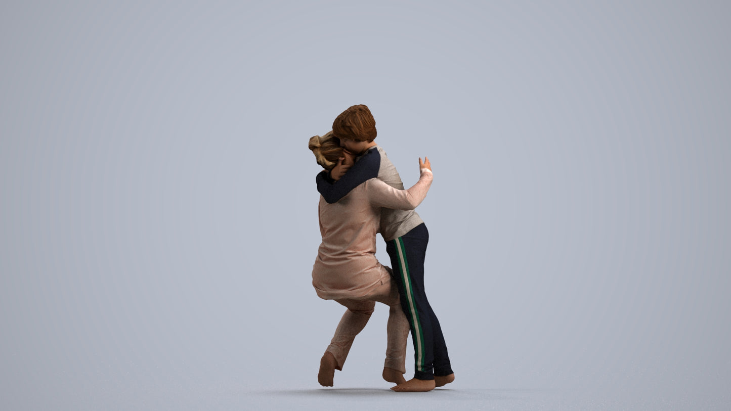 realistic 3D human girl kids, archviz people FBX OBJ for Blender, front view render