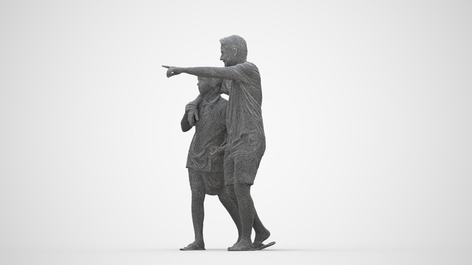 photogrammetry 3D boy kids, realistic human model archviz FBX, wireframe back view