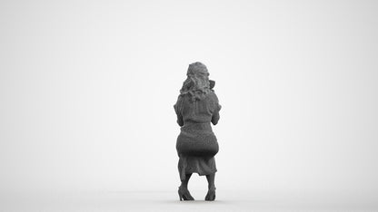 3D human model woman casual sitting, photogrammetry scanned person for archviz, wireframe front view