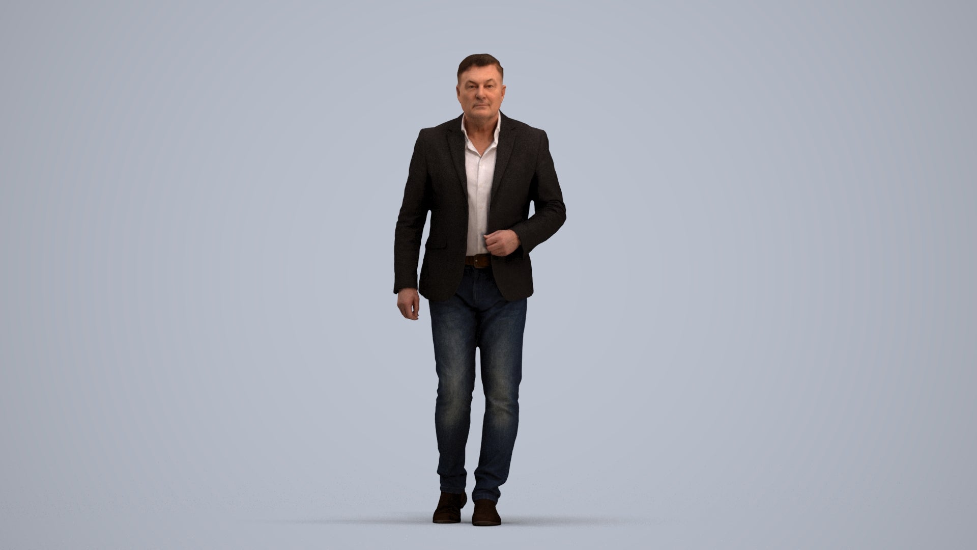 realistic 3D human man business, archviz people FBX OBJ for Blender, standing pose render