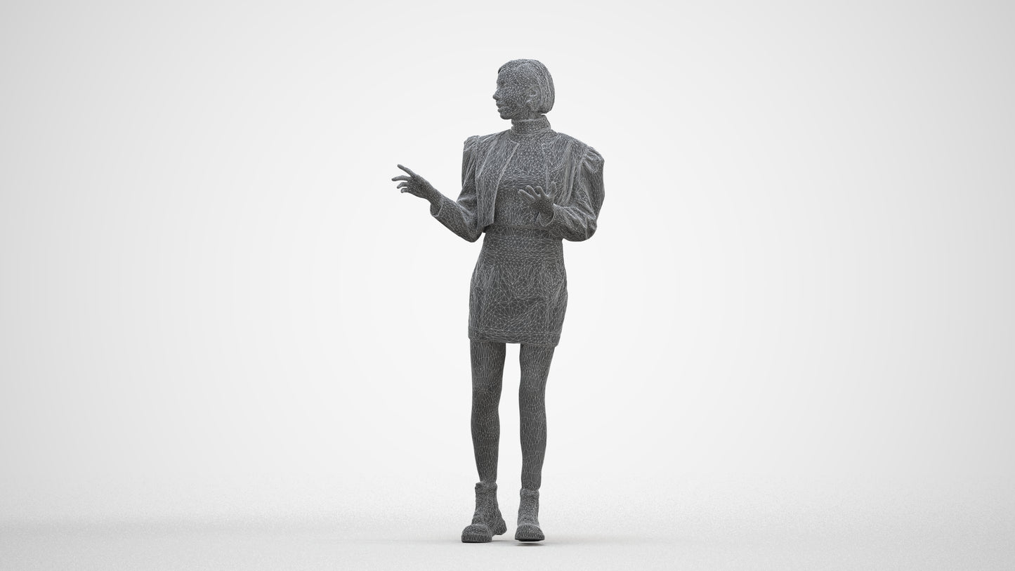 3D people model woman business walking, scanned human for 3ds Max rendering, three-quarter front view render