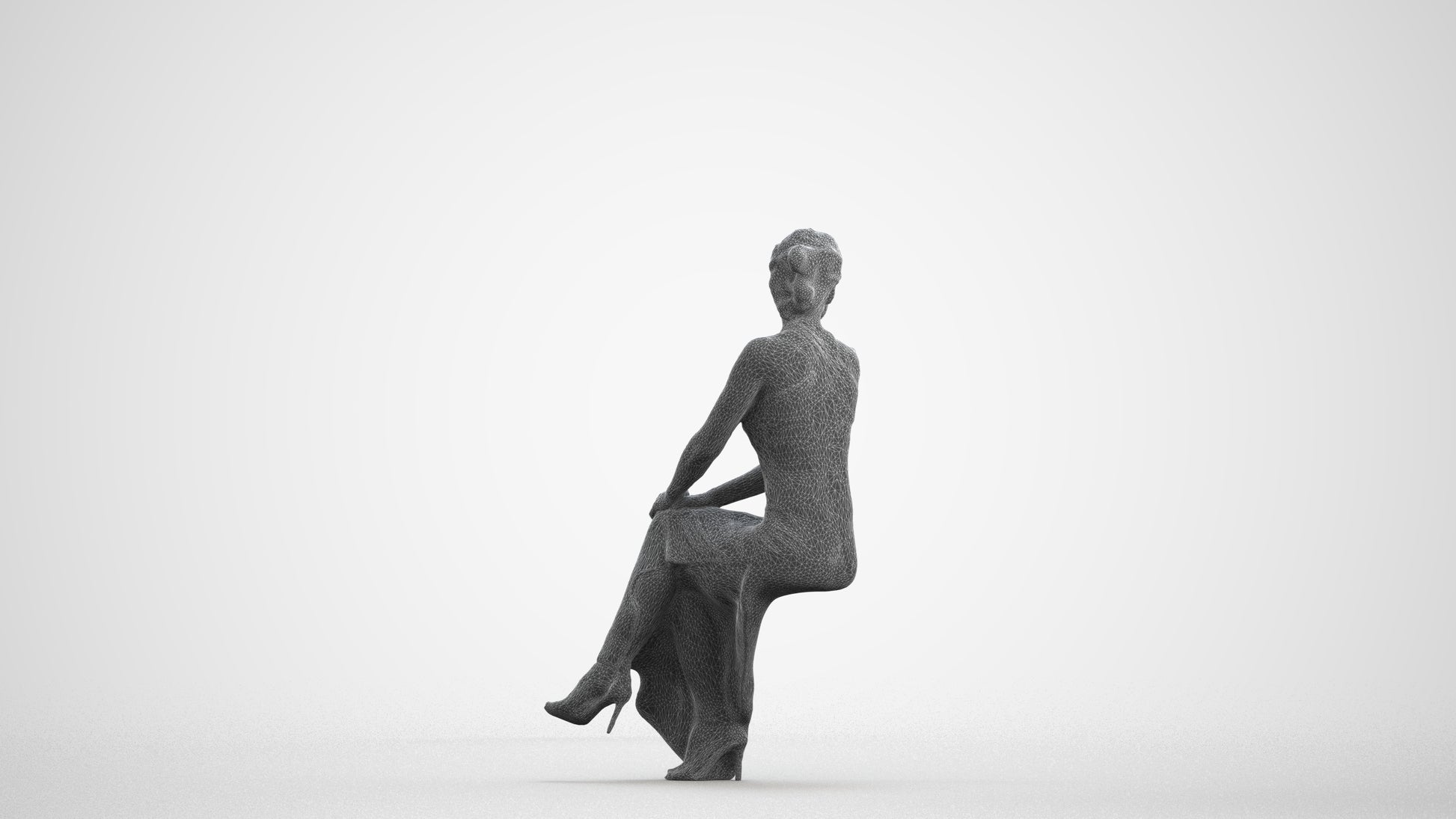 realistic 3D woman formal formalaffairs, scanned archviz people for Blender and 3ds Max, wireframe front view