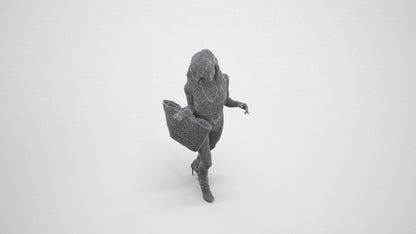 photogrammetry 3D woman casual walking, realistic human model archviz FBX, wireframe three-quarter view