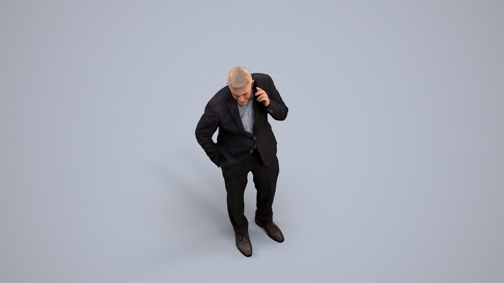 scanned 3D senior man business, photogrammetry people for Enscape and V-Ray, back view render