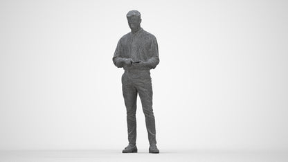 3D people model man casual standing, scanned human for 3ds Max rendering, wireframe back view