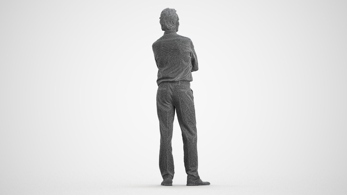 realistic 3D people man business, render-ready for V-Ray and Corona, FBX OBJ, wireframe front view