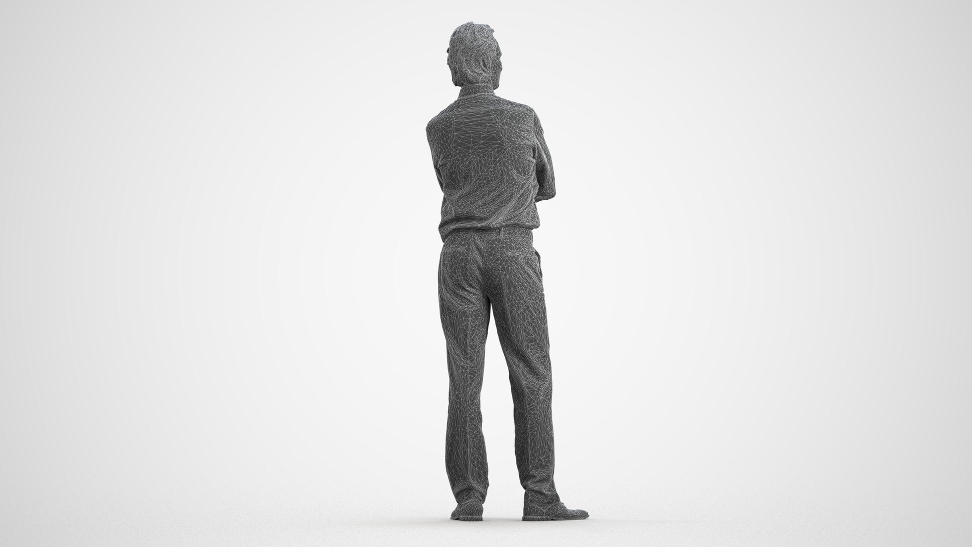realistic 3D people man business, render-ready for V-Ray and Corona, FBX OBJ, wireframe front view