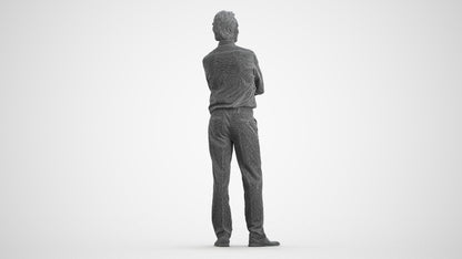 realistic 3D people man business, render-ready for V-Ray and Corona, FBX OBJ, wireframe front view