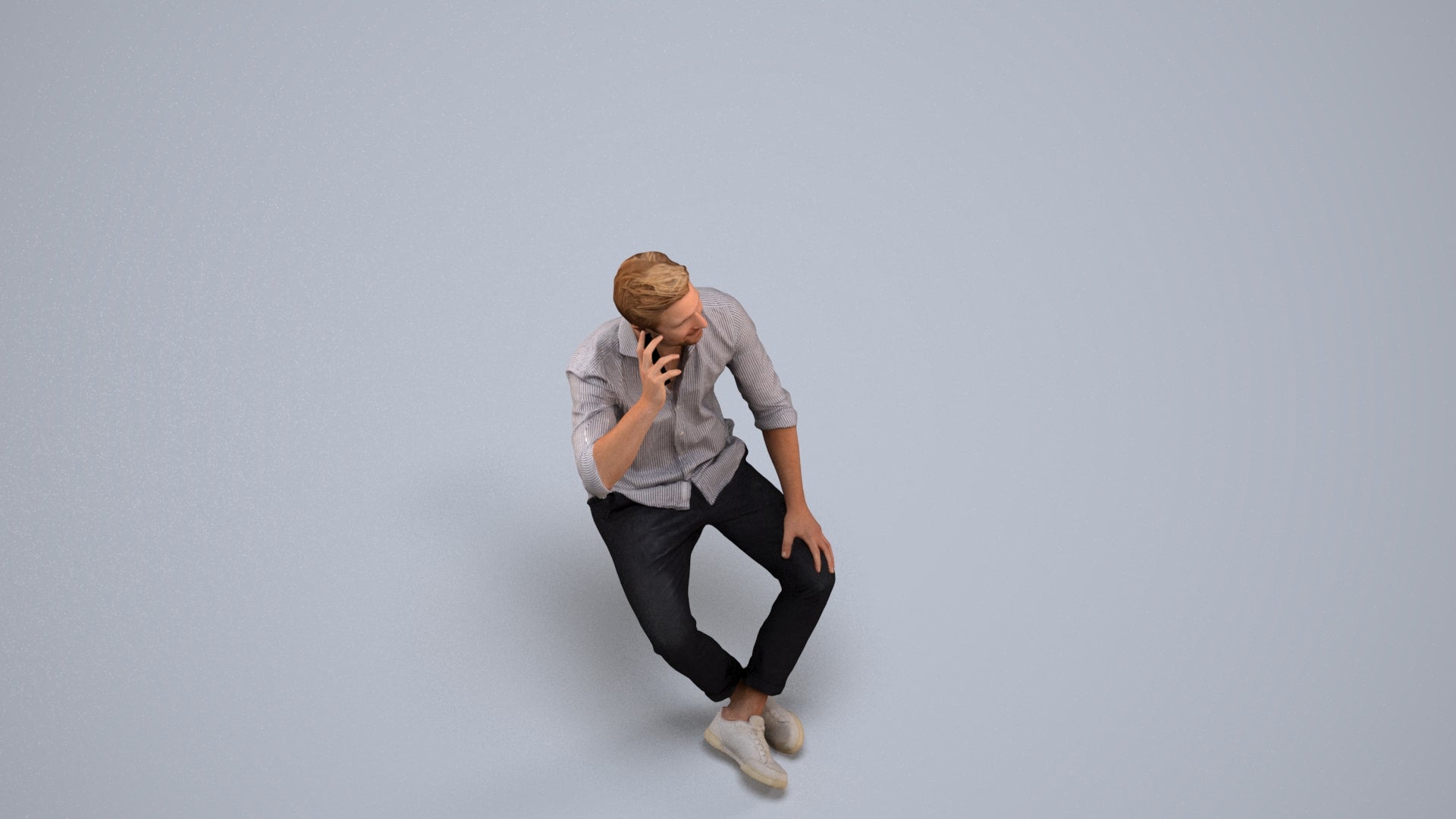 realistic 3D people man casual sitting, render-ready for V-Ray and Corona, FBX OBJ, back view render