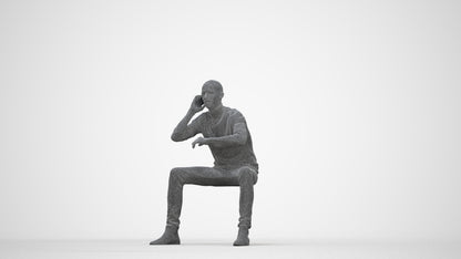 3D human model man casual business, photogrammetry scanned person for archviz, wireframe back view