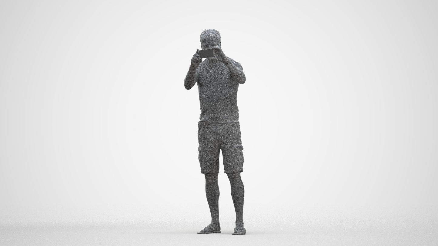 realistic 3D man casual standing, scanned archviz people for Blender and 3ds Max, three-quarter front view render