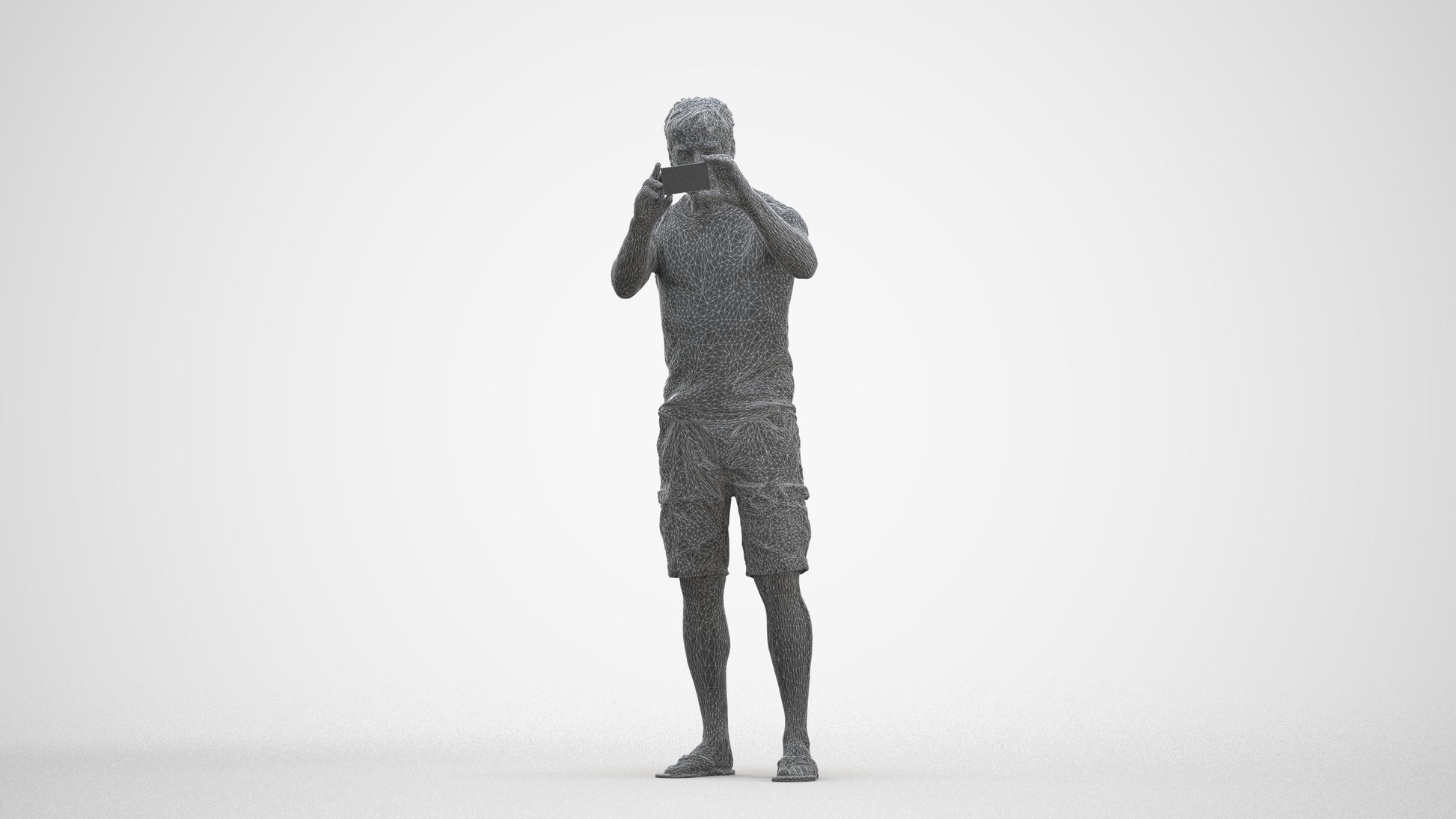 realistic 3D man casual standing, scanned archviz people for Blender and 3ds Max, three-quarter front view render