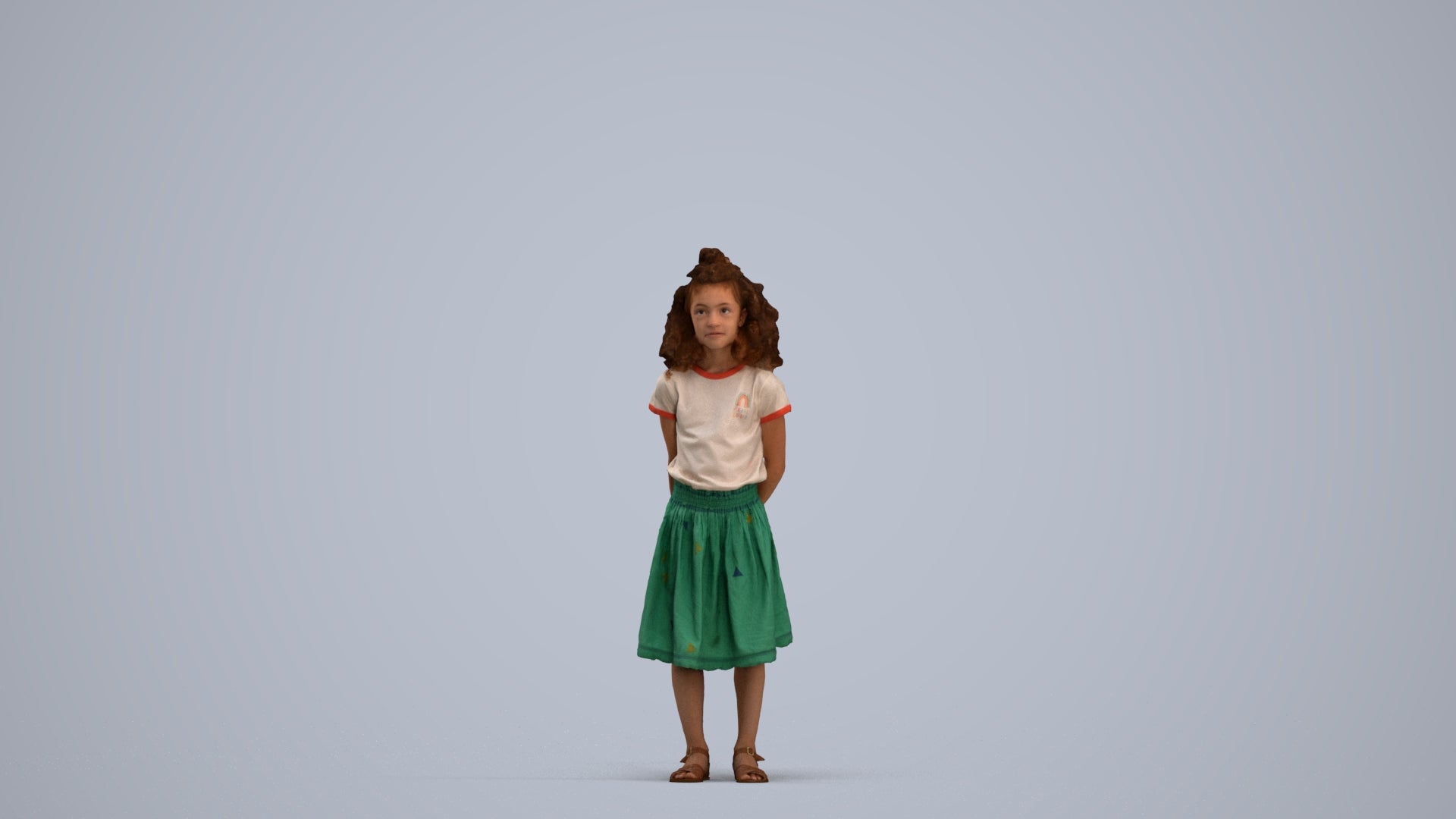 photogrammetry 3D girl casual kids, realistic human model archviz FBX, standing pose render