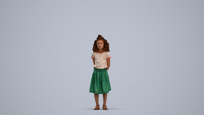 photogrammetry 3D girl casual kids, realistic human model archviz FBX, standing pose render