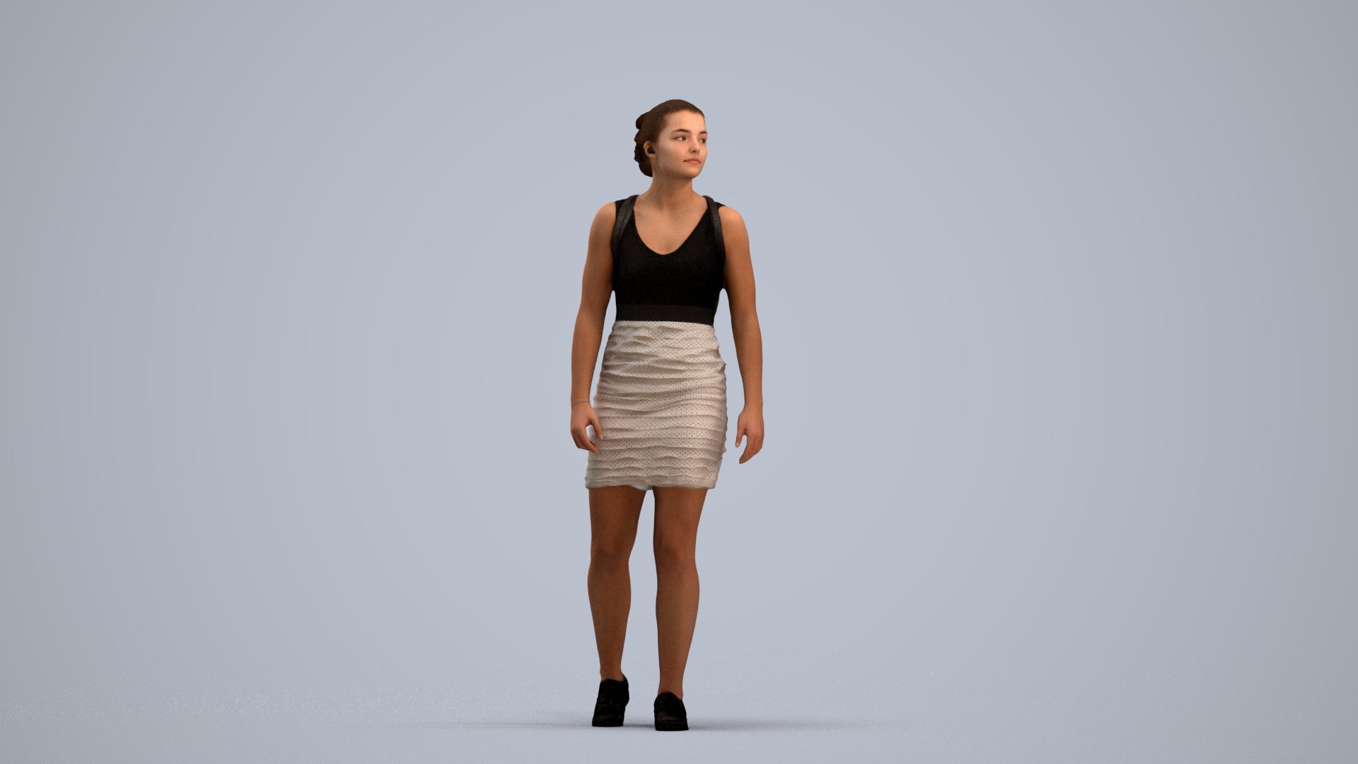 3D people model girl casual kids, scanned human for 3ds Max rendering, standing pose render