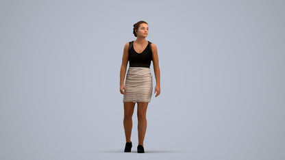 3D people model girl casual kids, scanned human for 3ds Max rendering, standing pose render