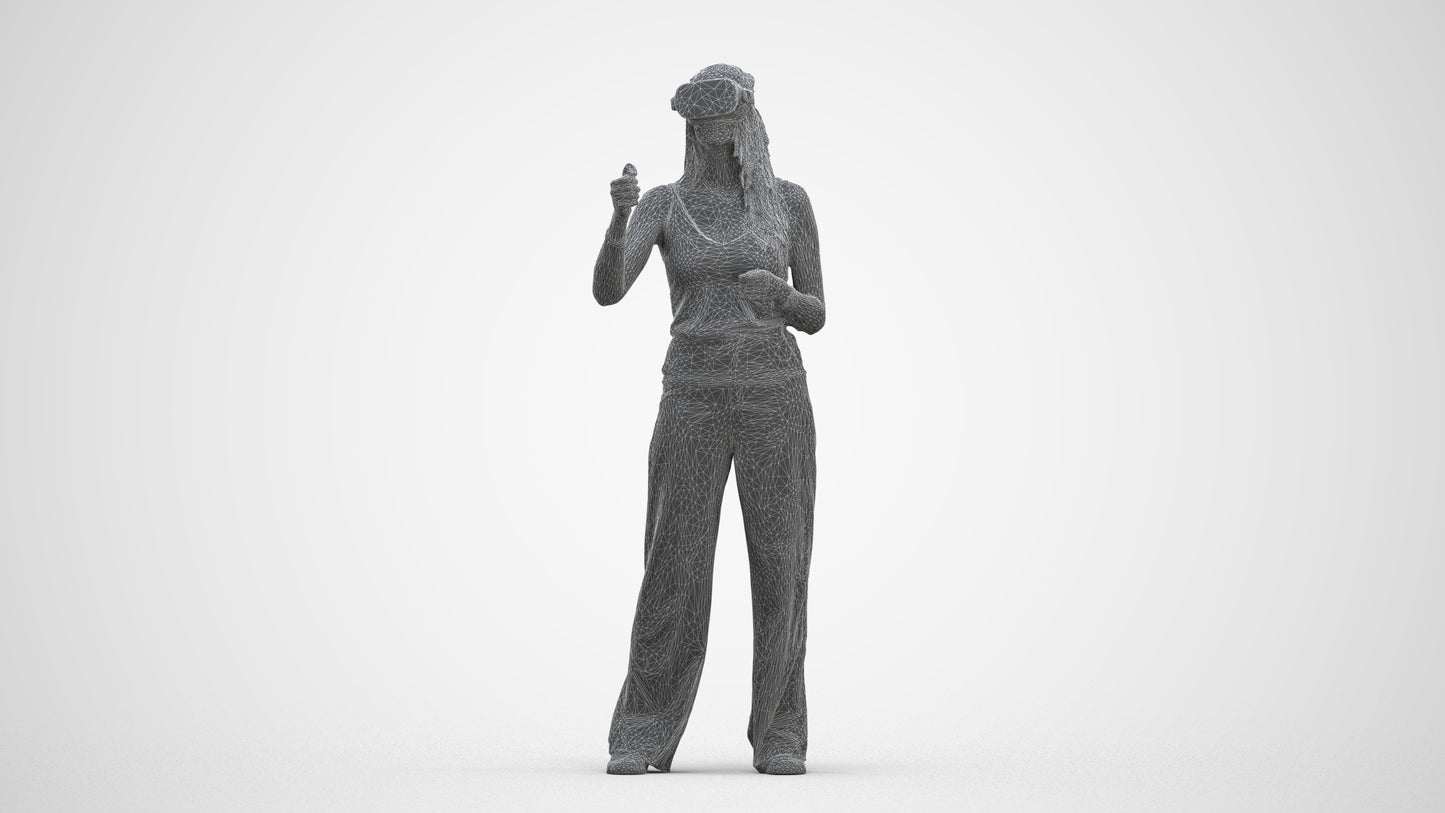 realistic 3D people woman casual standing, render-ready for V-Ray and Corona, FBX OBJ, three-quarter front view render