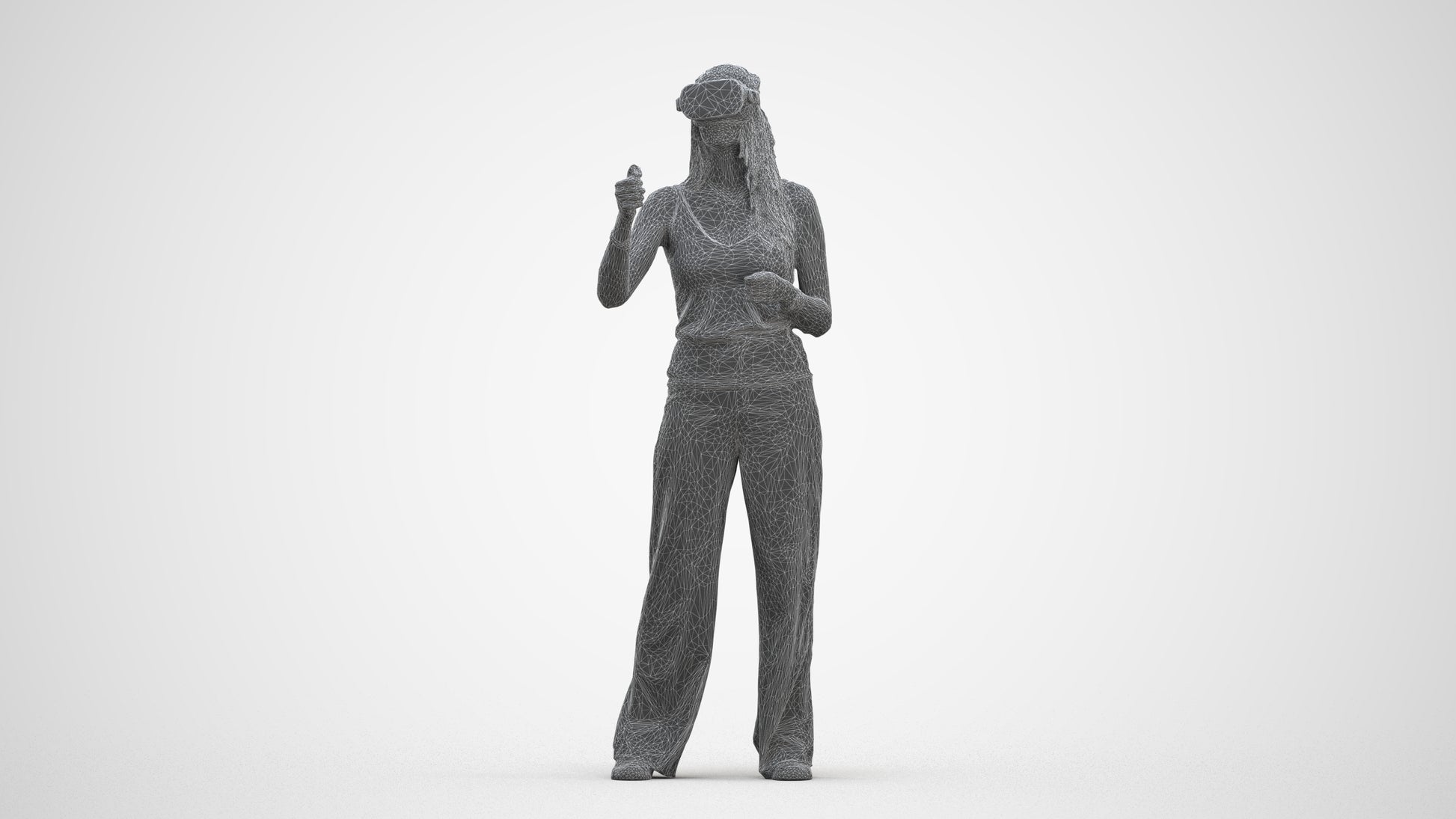 realistic 3D people woman casual standing, render-ready for V-Ray and Corona, FBX OBJ, three-quarter front view render