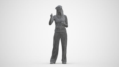 realistic 3D people woman casual standing, render-ready for V-Ray and Corona, FBX OBJ, three-quarter front view render