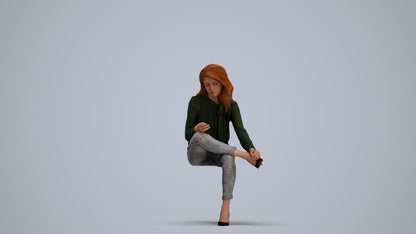 realistic 3D senior woman business sitting, scanned archviz people for Blender and 3ds Max, standing pose render
