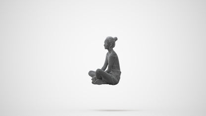 scanned 3D woman casual sitting, photogrammetry people for Enscape and V-Ray, square thumbnail
