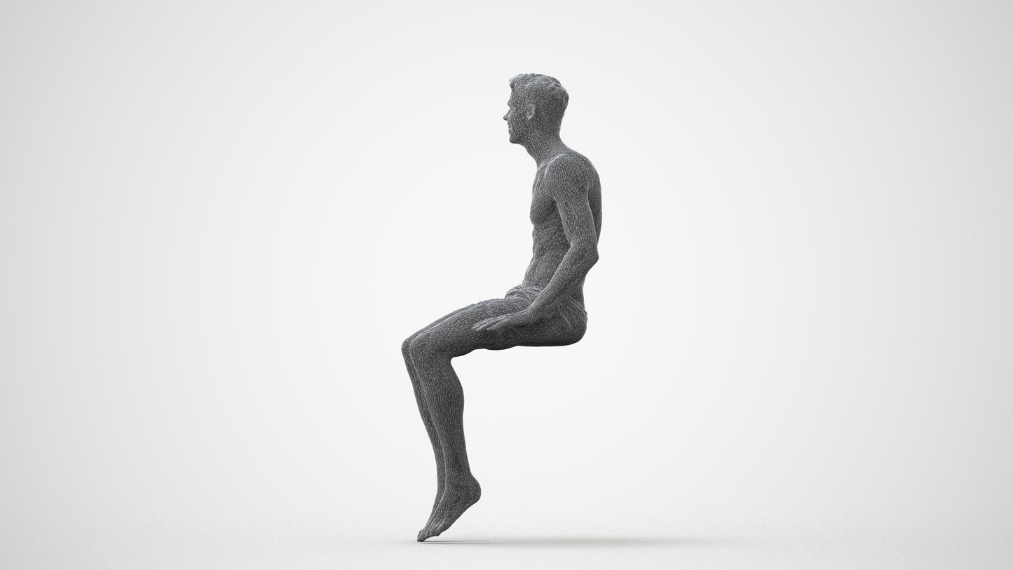 realistic 3D man pool, scanned archviz people for Blender and 3ds Max, square thumbnail
