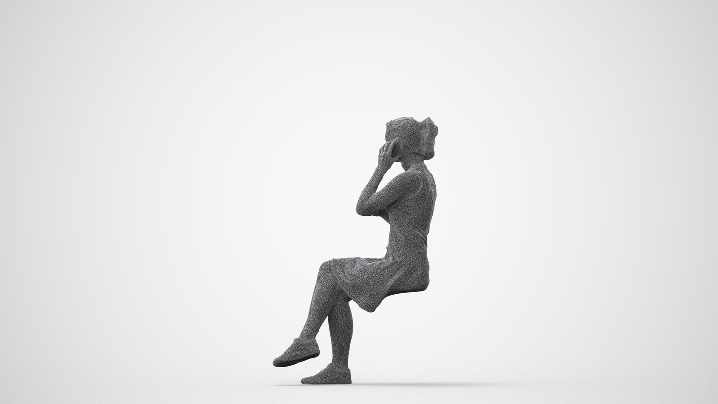 realistic 3D people woman sitting, render-ready for V-Ray and Corona, FBX OBJ, square thumbnail