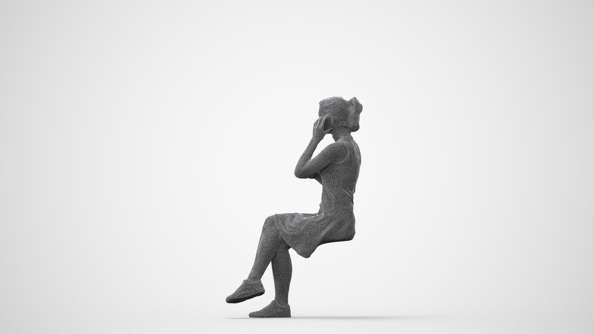 realistic 3D people woman sitting, render-ready for V-Ray and Corona, FBX OBJ, square thumbnail