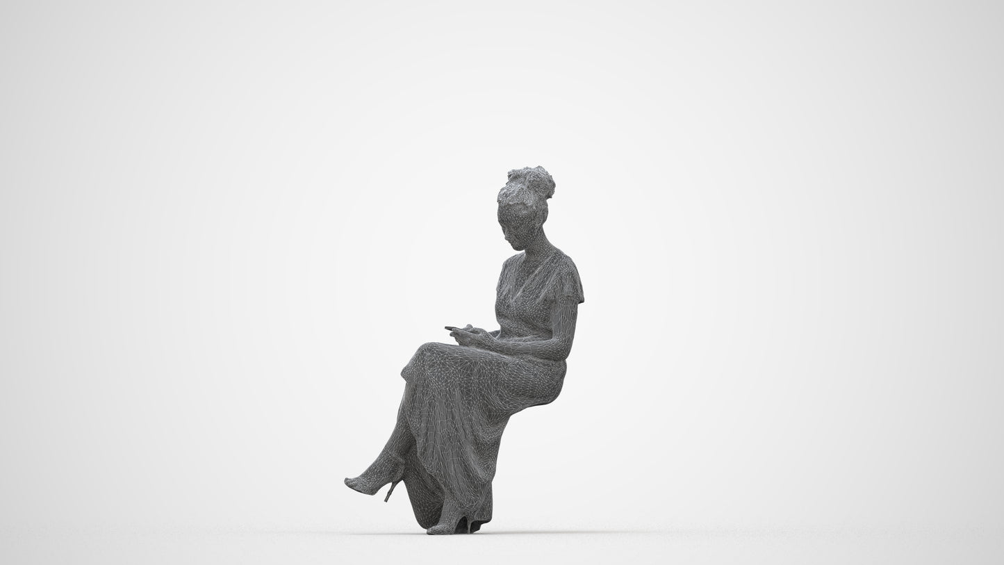 3D people model woman formal formalaffairs, scanned human for 3ds Max rendering, wireframe back view
