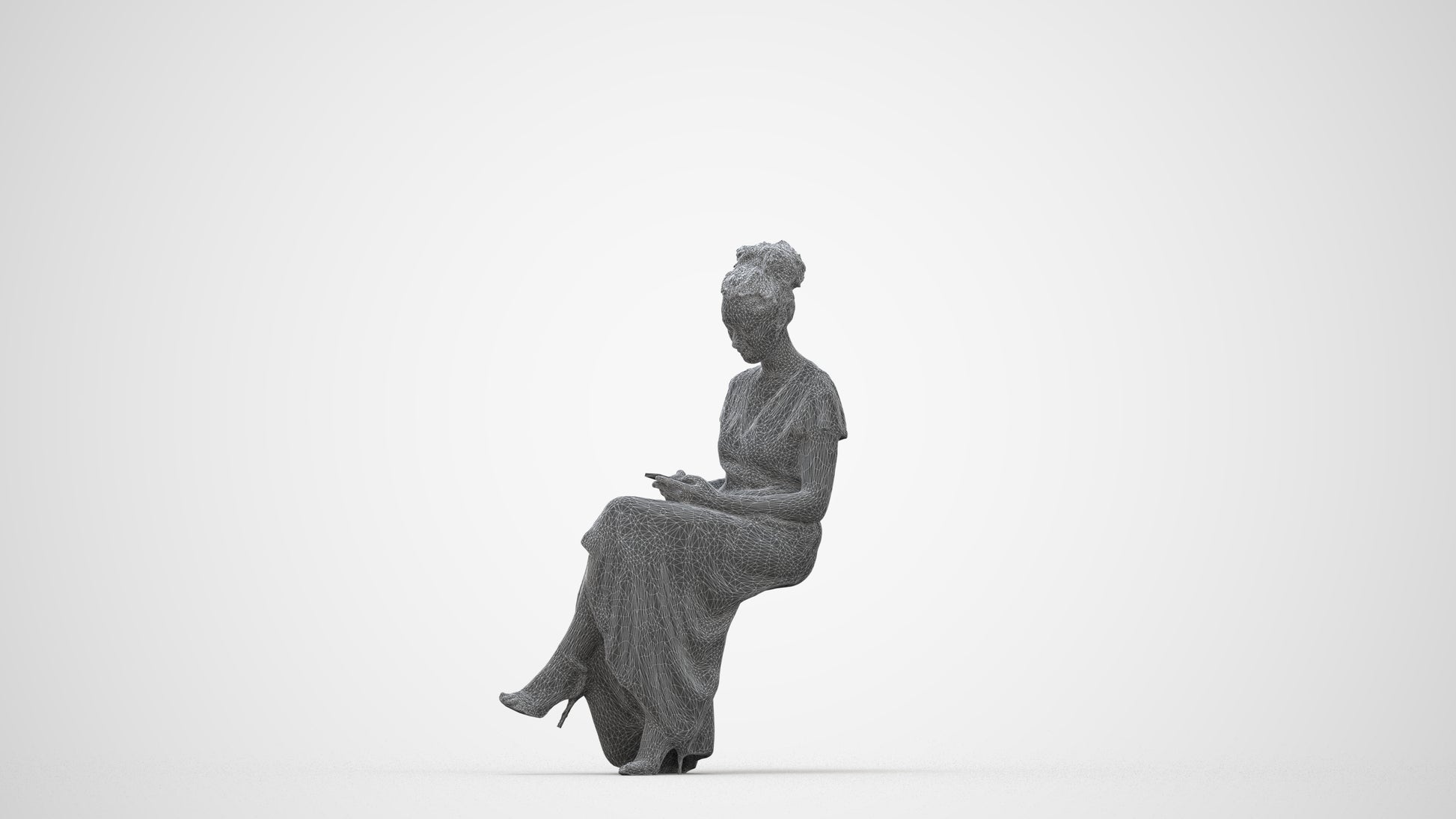 3D people model woman formal formalaffairs, scanned human for 3ds Max rendering, wireframe back view