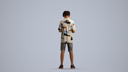 realistic 3D human boy casual kids, archviz people FBX OBJ for Blender, front view render