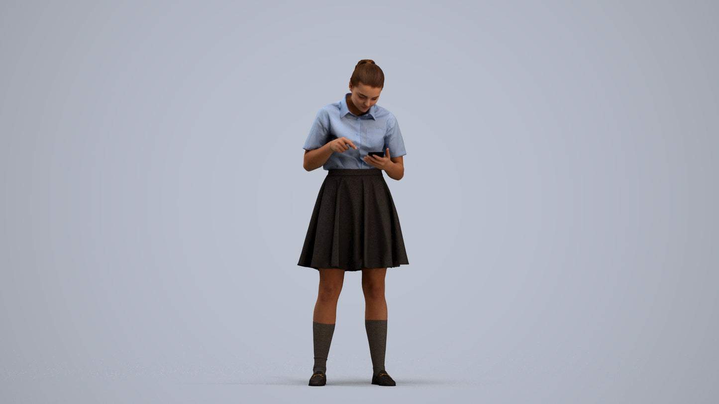 realistic 3D human girl kids, archviz people FBX OBJ for Blender, standing pose render