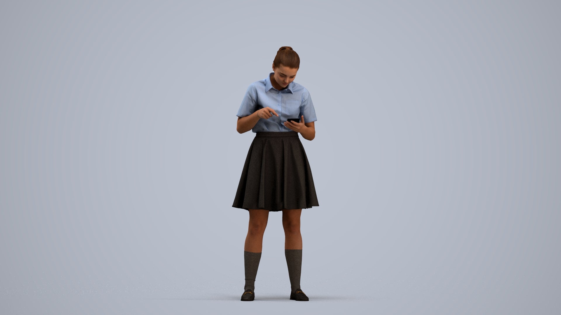 realistic 3D human girl kids, archviz people FBX OBJ for Blender, standing pose render