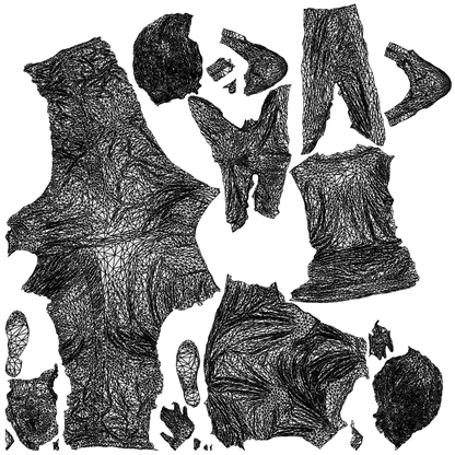3D people model woman casual standing, scanned human for 3ds Max rendering, wireframe top-down view