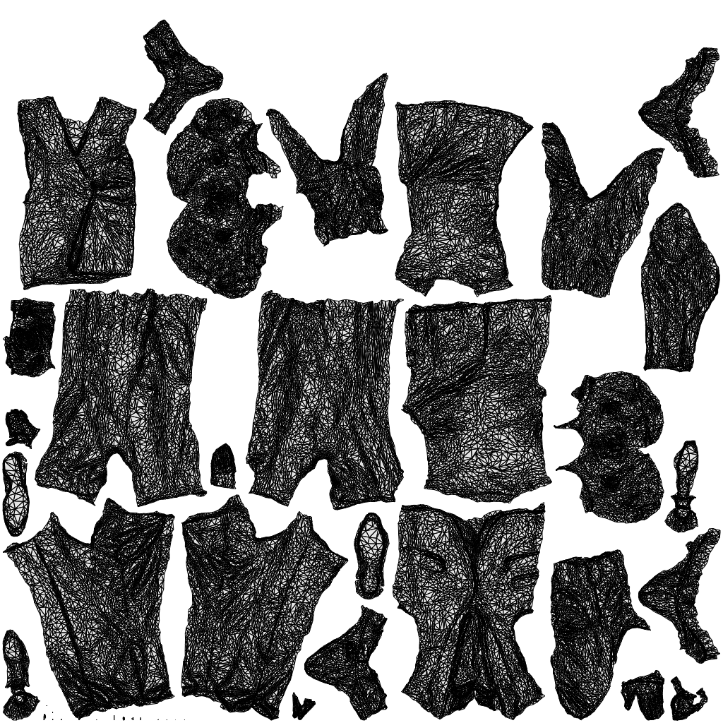scanned 3D woman business, photogrammetry people for Enscape and V-Ray, wireframe top-down view