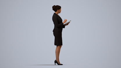 scanned 3D woman hospitality, photogrammetry people for Enscape and V-Ray, side view render