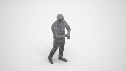 3D people model man casual walking, scanned human for 3ds Max rendering, wireframe three-quarter view